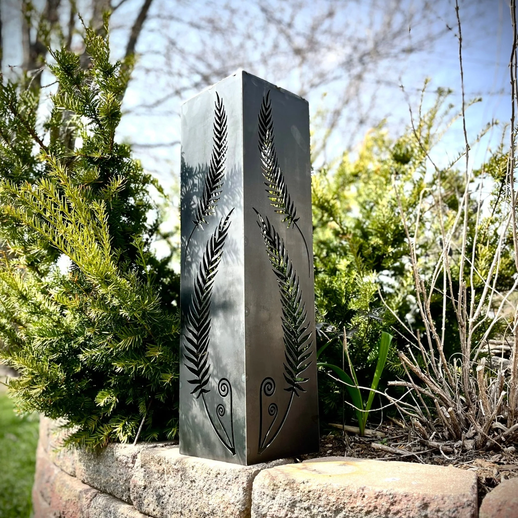 Rustic Metal Fern Luminary | Garden Column - Image 2