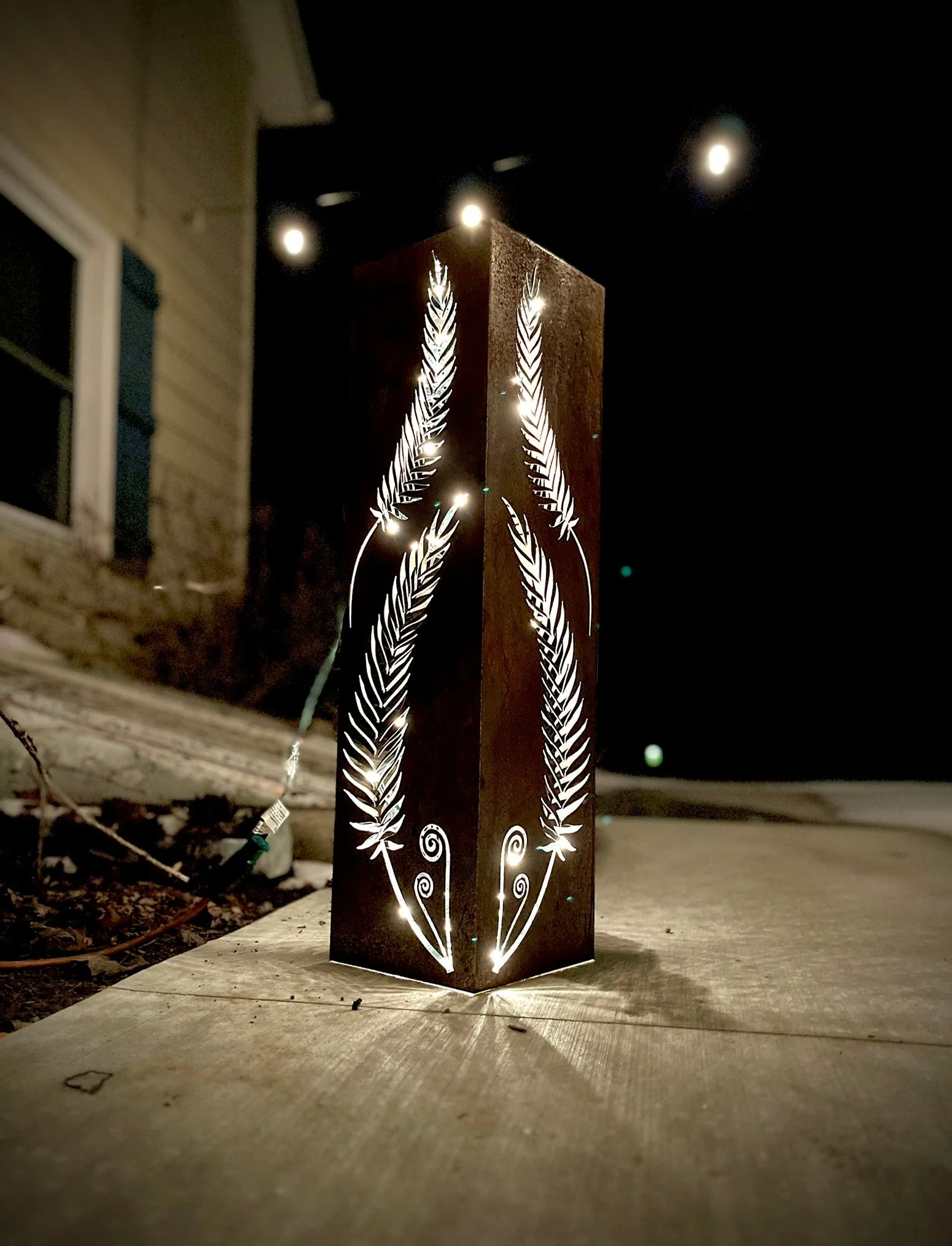 Rustic Metal Fern Luminary | Garden Column - Image 3