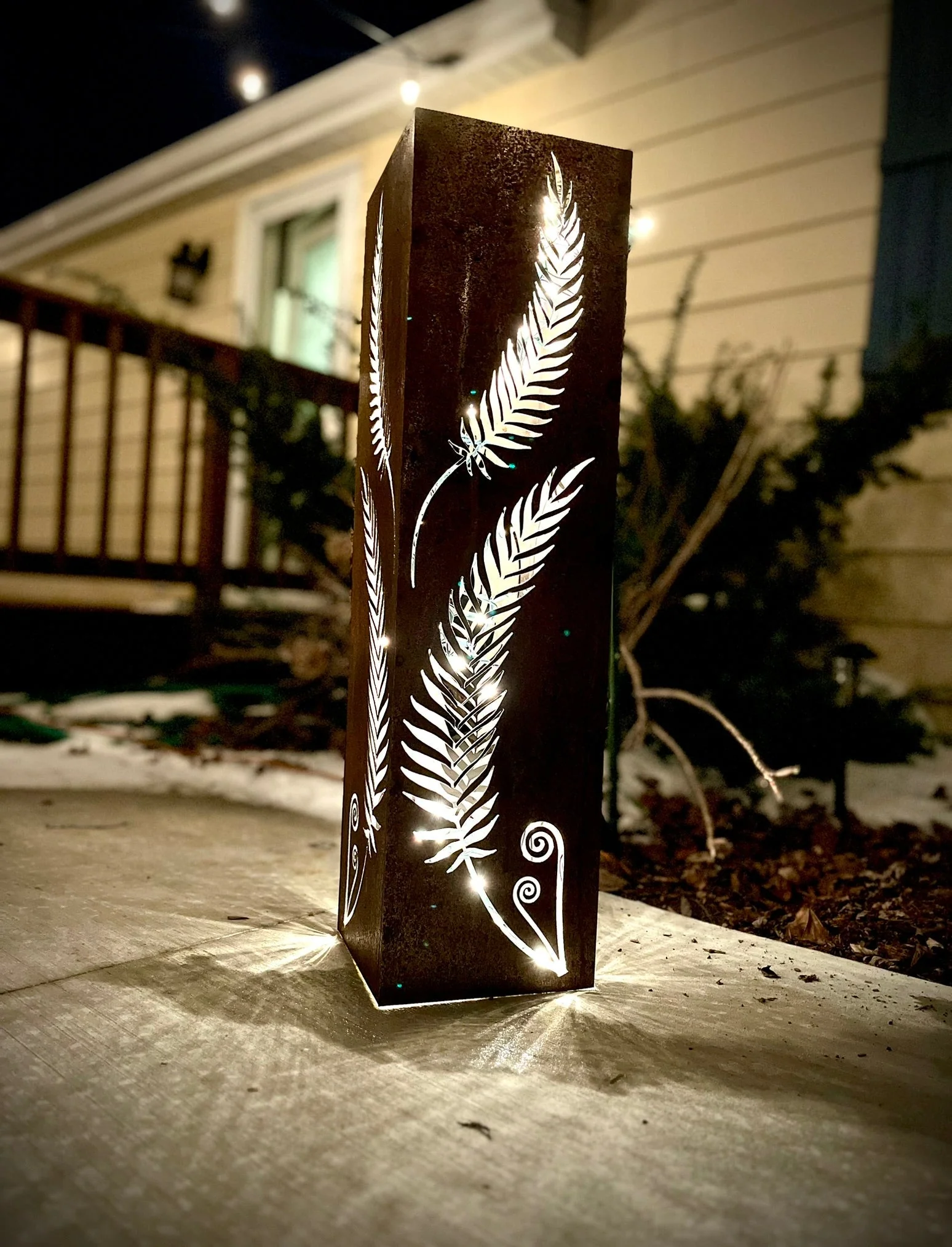 Rustic Metal Fern Luminary | Garden Column - Image 4