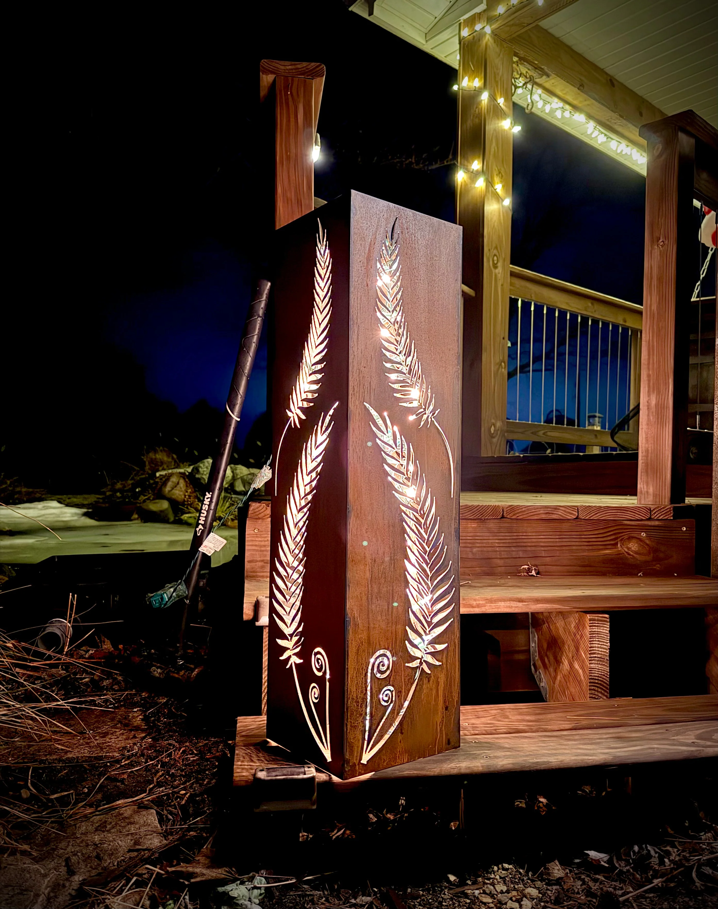 Rustic Metal Fern Luminary | Garden Column - Image 5