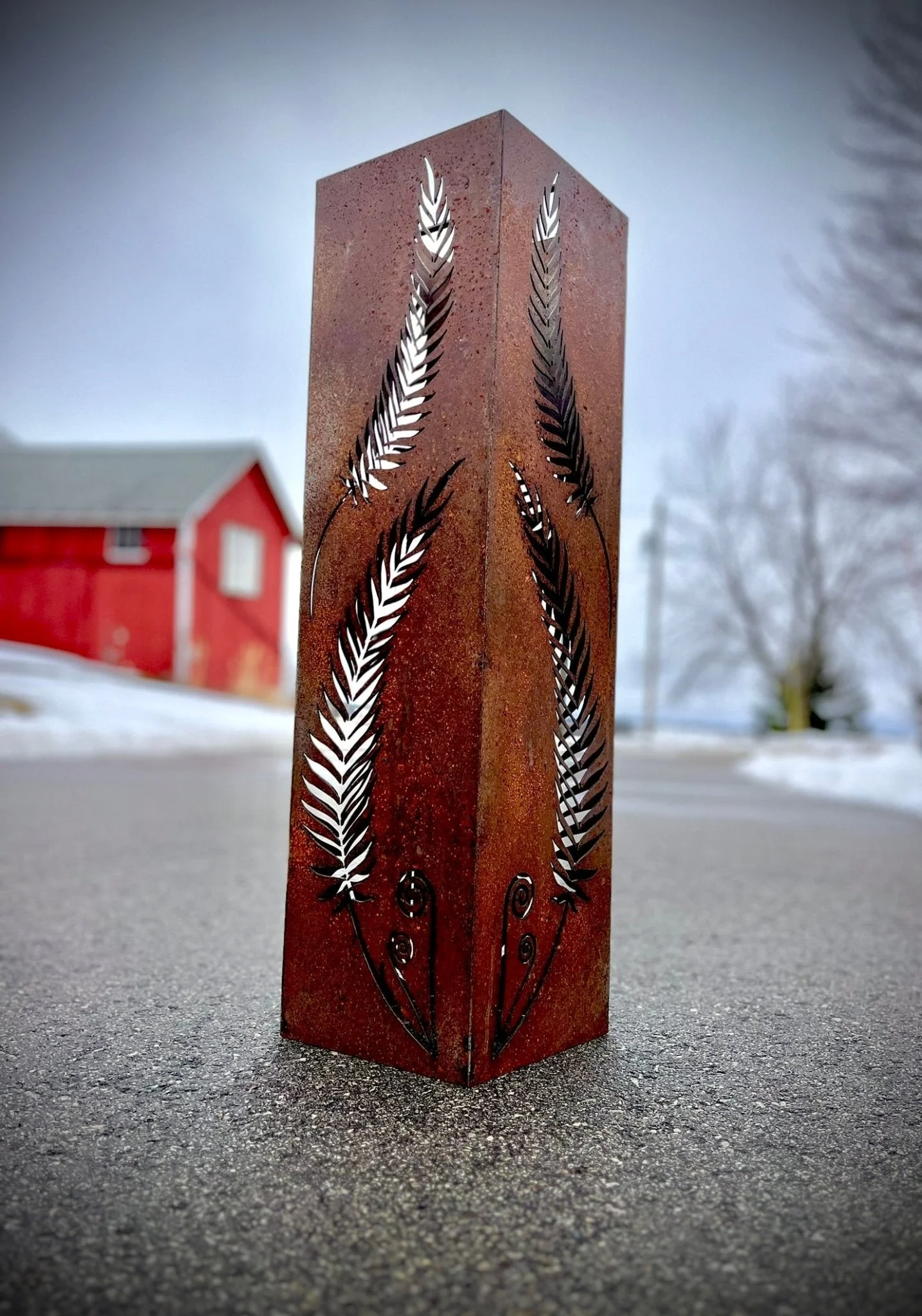 Rustic Metal Fern Luminary | Garden Column - Image 7