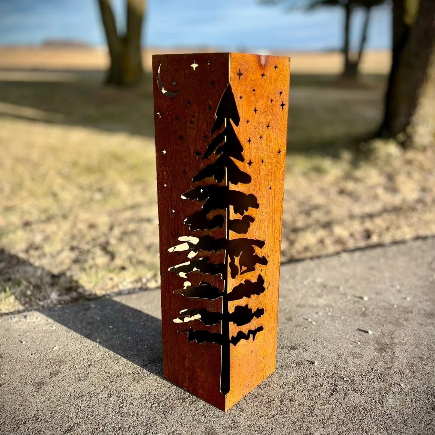 Rustic Metal Pine Tree Corner Luminary - Image 2