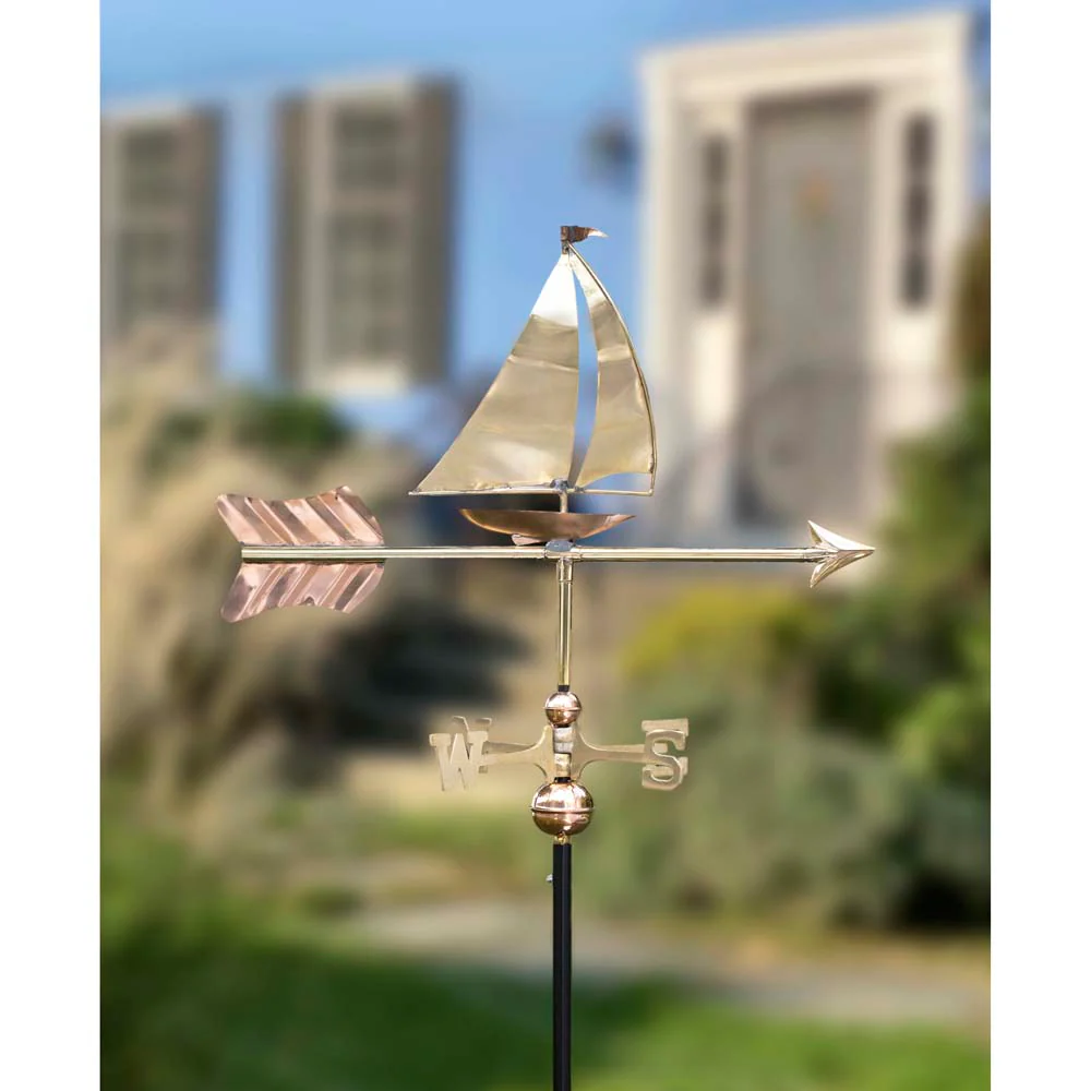 Sailboat Garden Weathervane - Pure Copper w/Garden Pole - Image 4