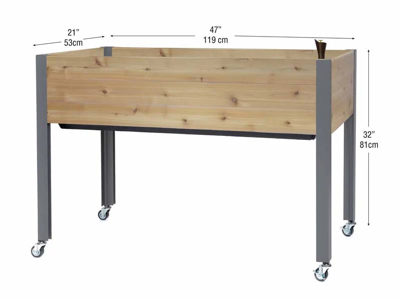 Self-Watering Elevated Cedar Planter (21" x 47" x 32") - Image 2