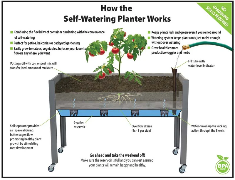 Self-Watering Elevated Cedar Planter (21" x 47" x 32") - Image 4
