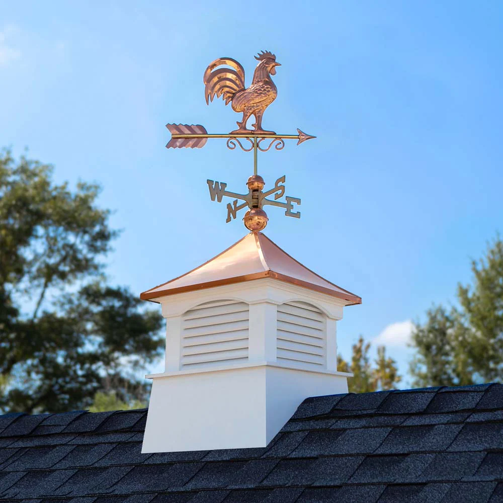 Square Coventry Vinyl Cupola with Rooster Weathervane - Image 2