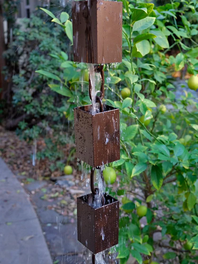 Square Kenchiku Aluminum Rain Chain - Image 2