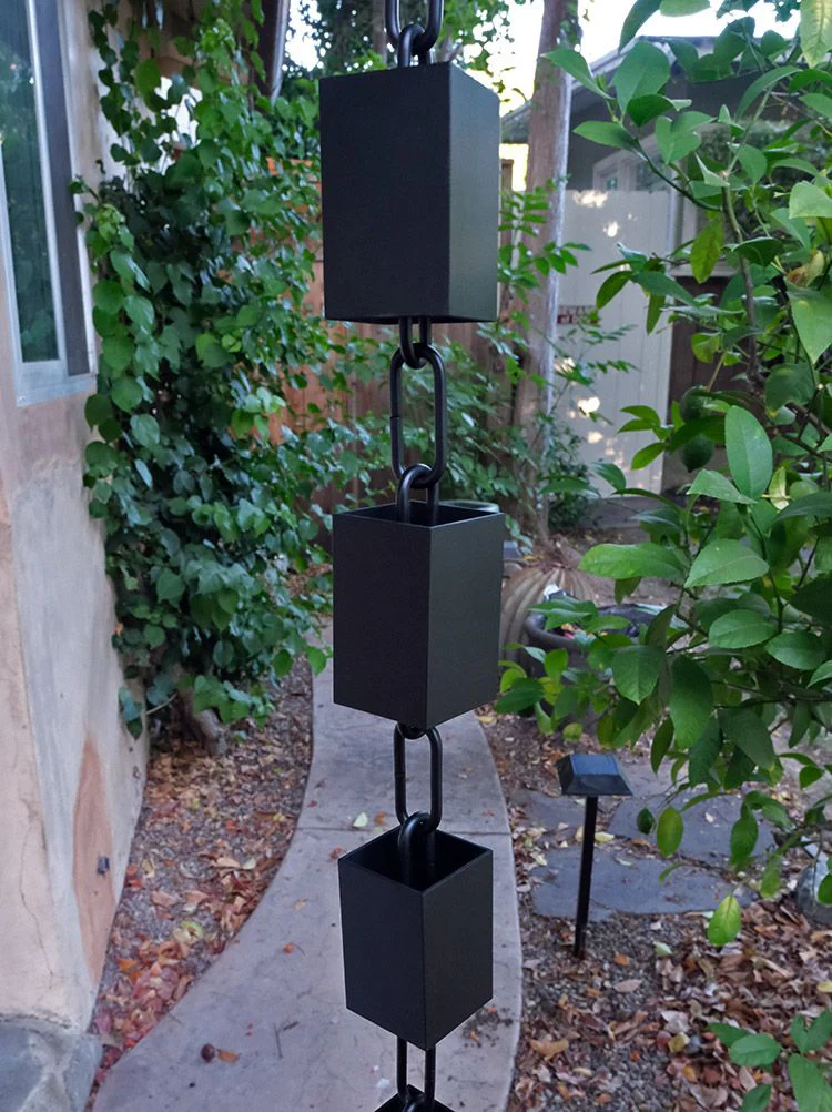 Square Kenchiku Aluminum Rain Chain - Image 5