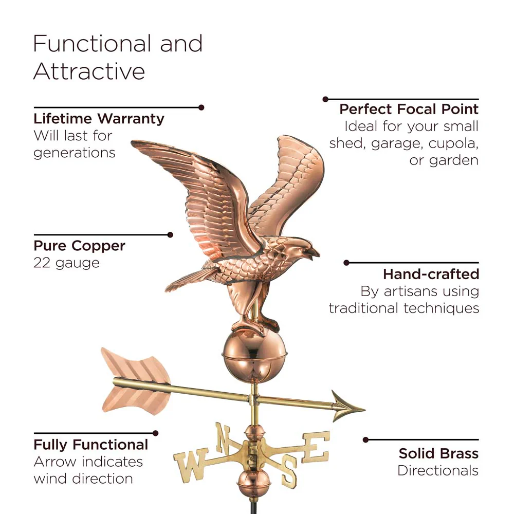 Square Manchester Vinyl Cupola with Eagle Weathervane - Image 3