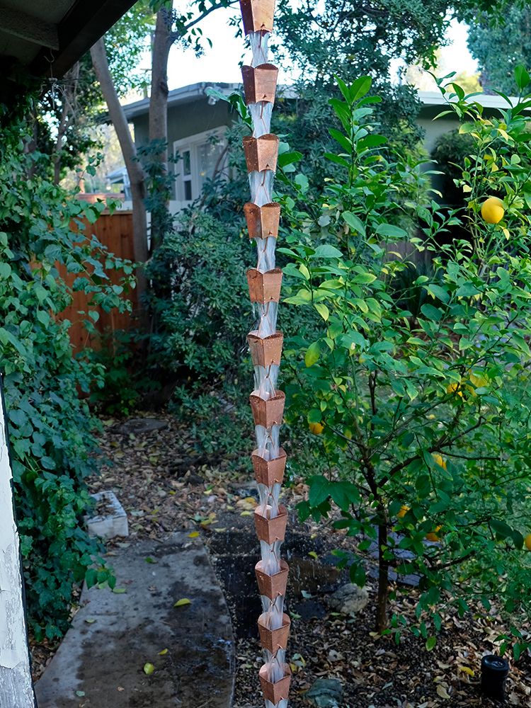 Square Tulip Copper Cups Rain Chain - Image 4