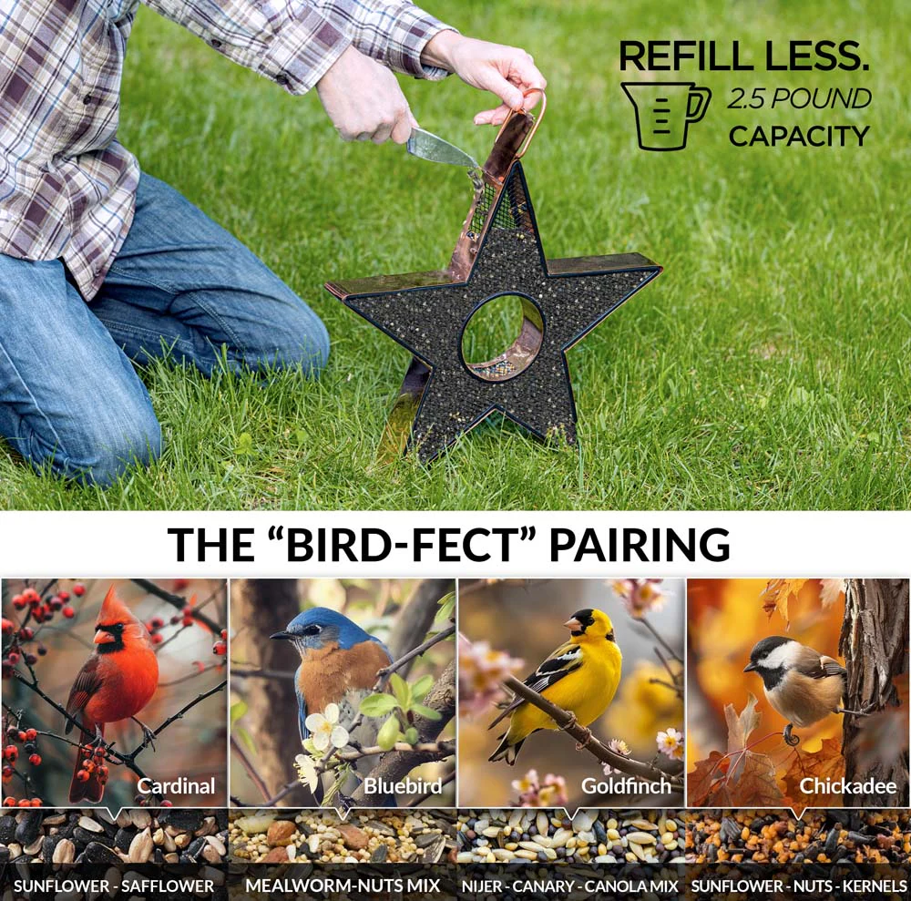 Star Fly Thru™ Copper Bird Feeder Mesh Panels - Image 4