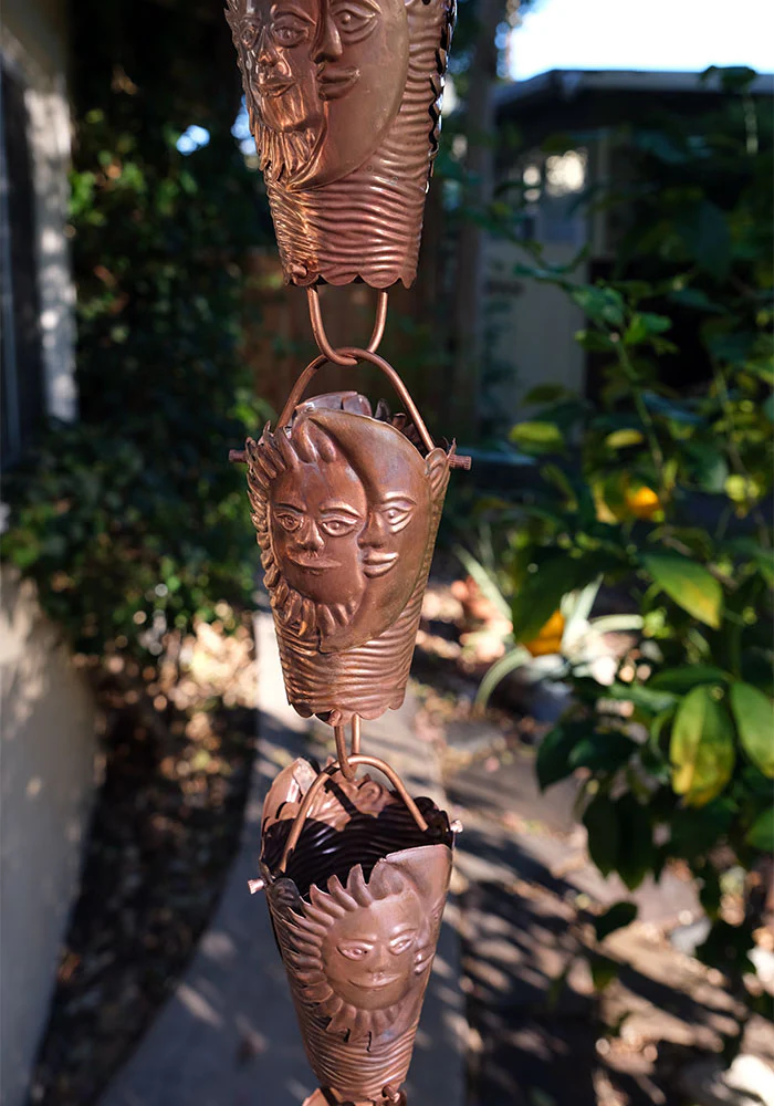 Sun & Moon Cups Copper Rain Chain - Image 3