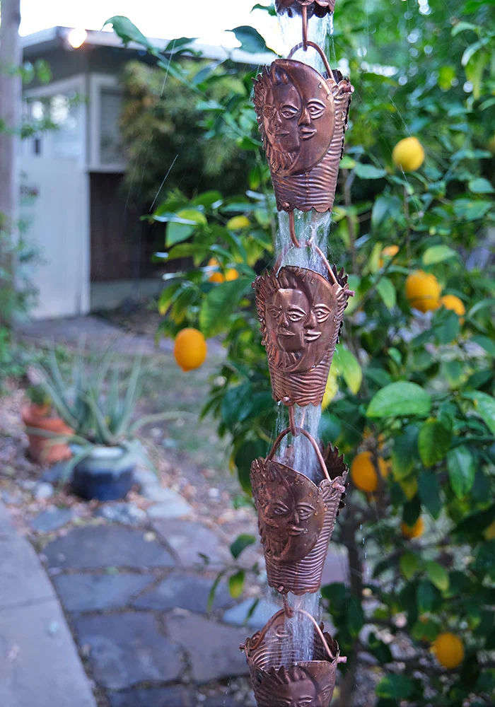 Sun & Moon Cups Copper Rain Chain - Image 4
