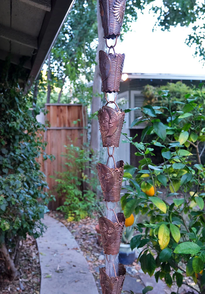 Sun & Moon Cups Copper Rain Chain - Image 5