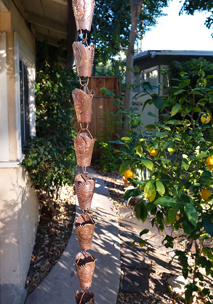 Sun & Moon Cups Copper Rain Chain - Image 6