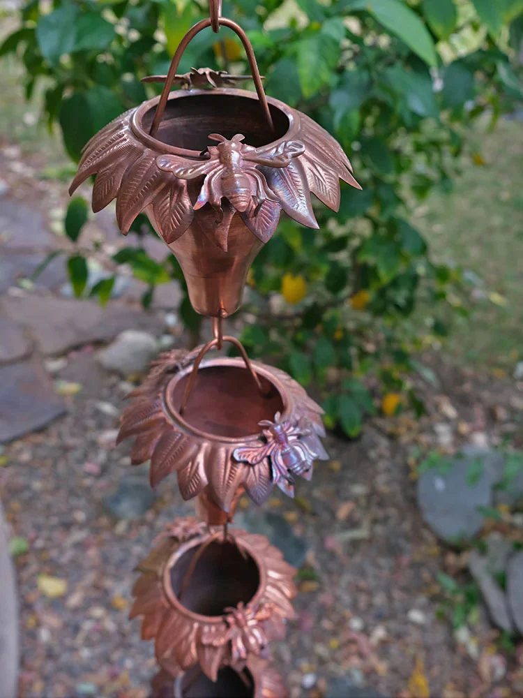 Sunflower Copper Rain Chain - Image 3