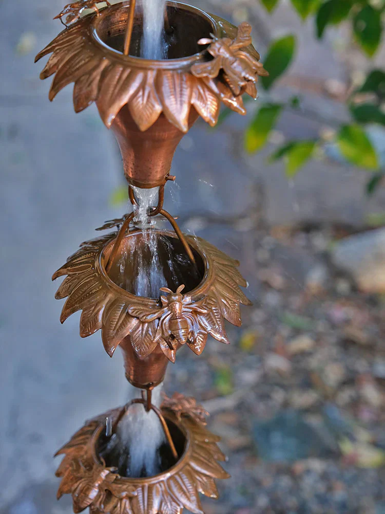 Sunflower Copper Rain Chain - Image 4