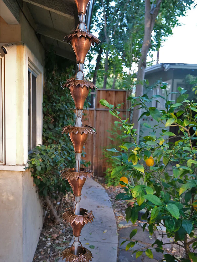Sunflower Copper Rain Chain - Image 5