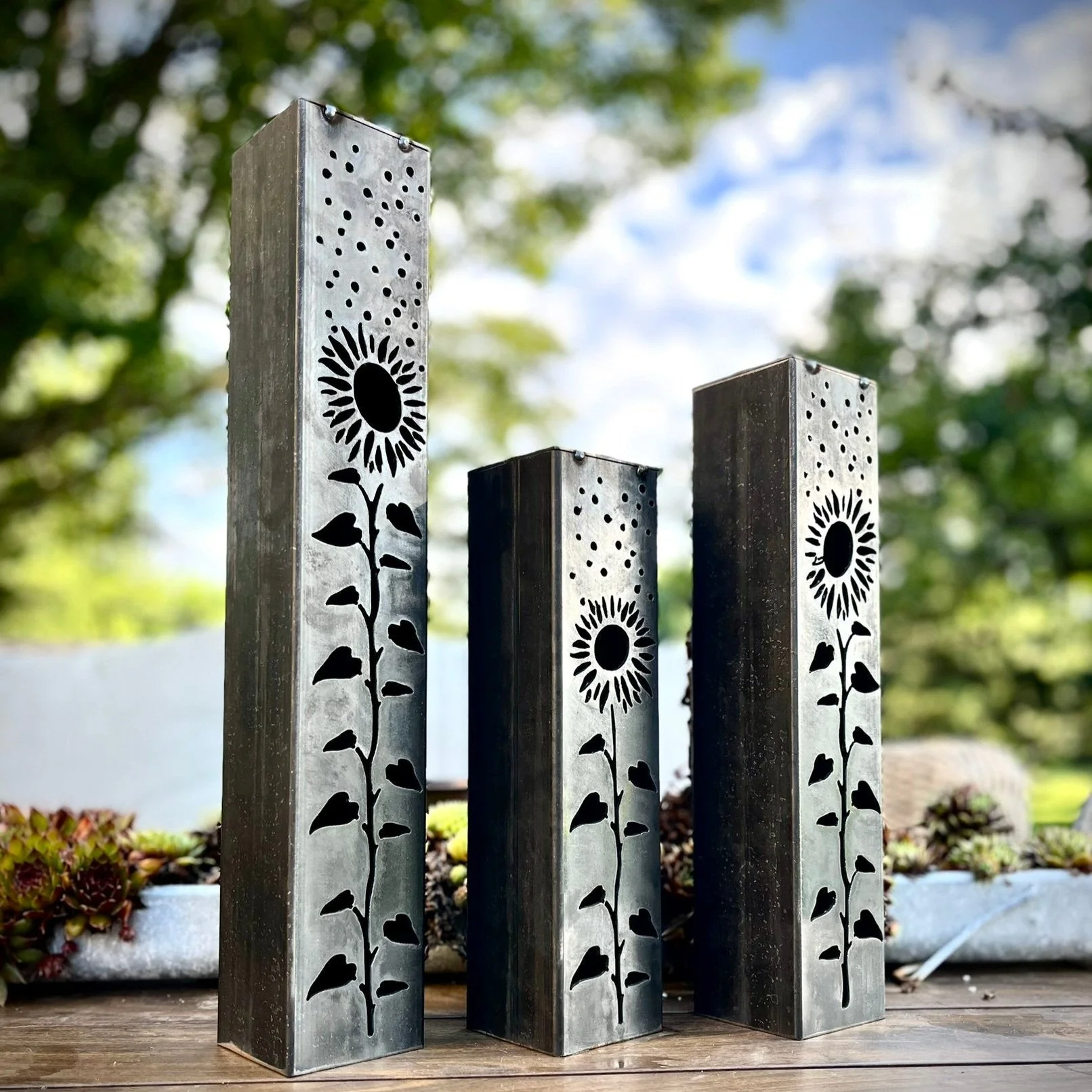 Sunflowers Under the Stars Luminary Pillars w/ Solar Cap - Image 2