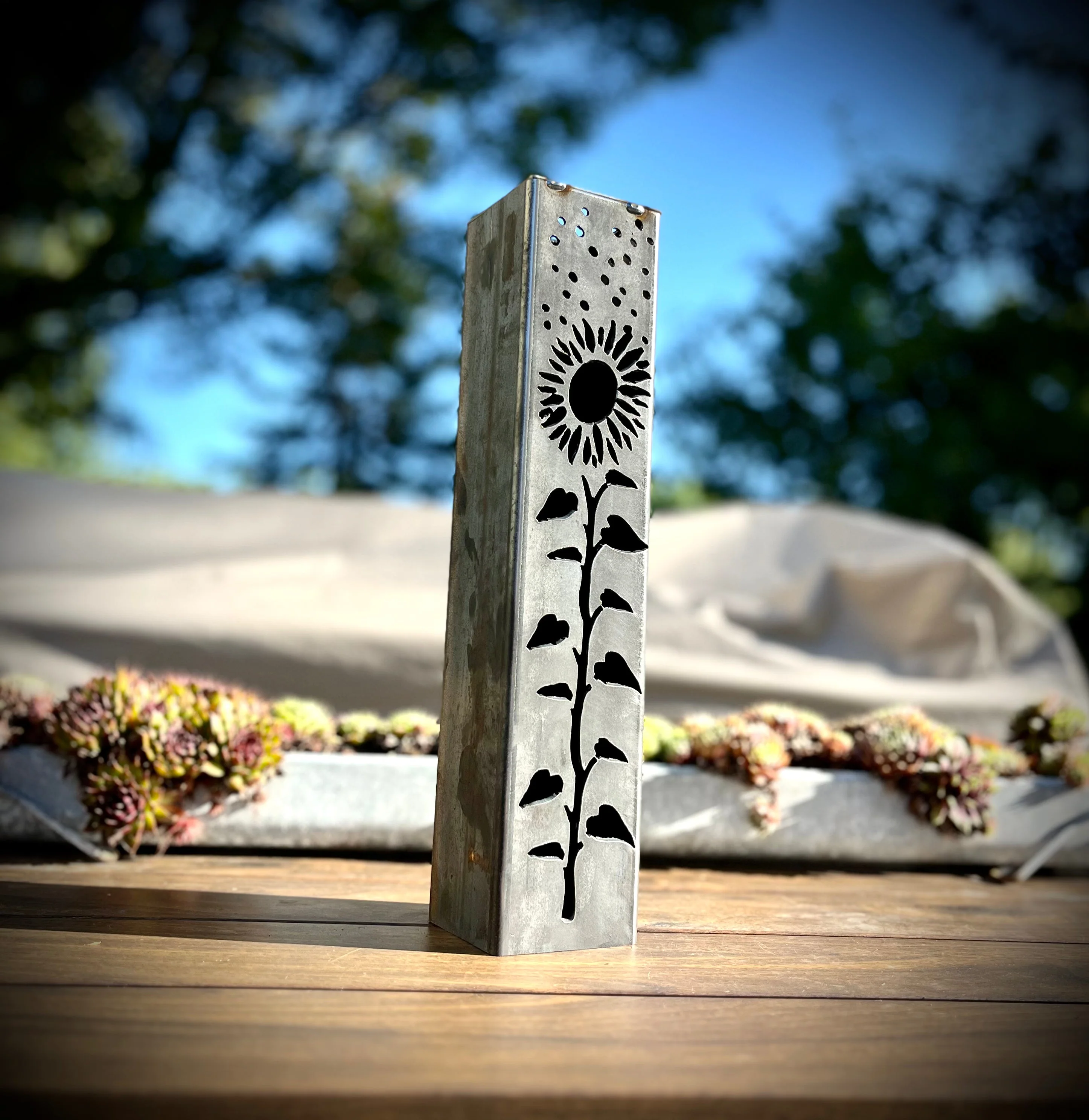 Sunflowers Under the Stars Luminary Pillars w/ Solar Cap - Image 6