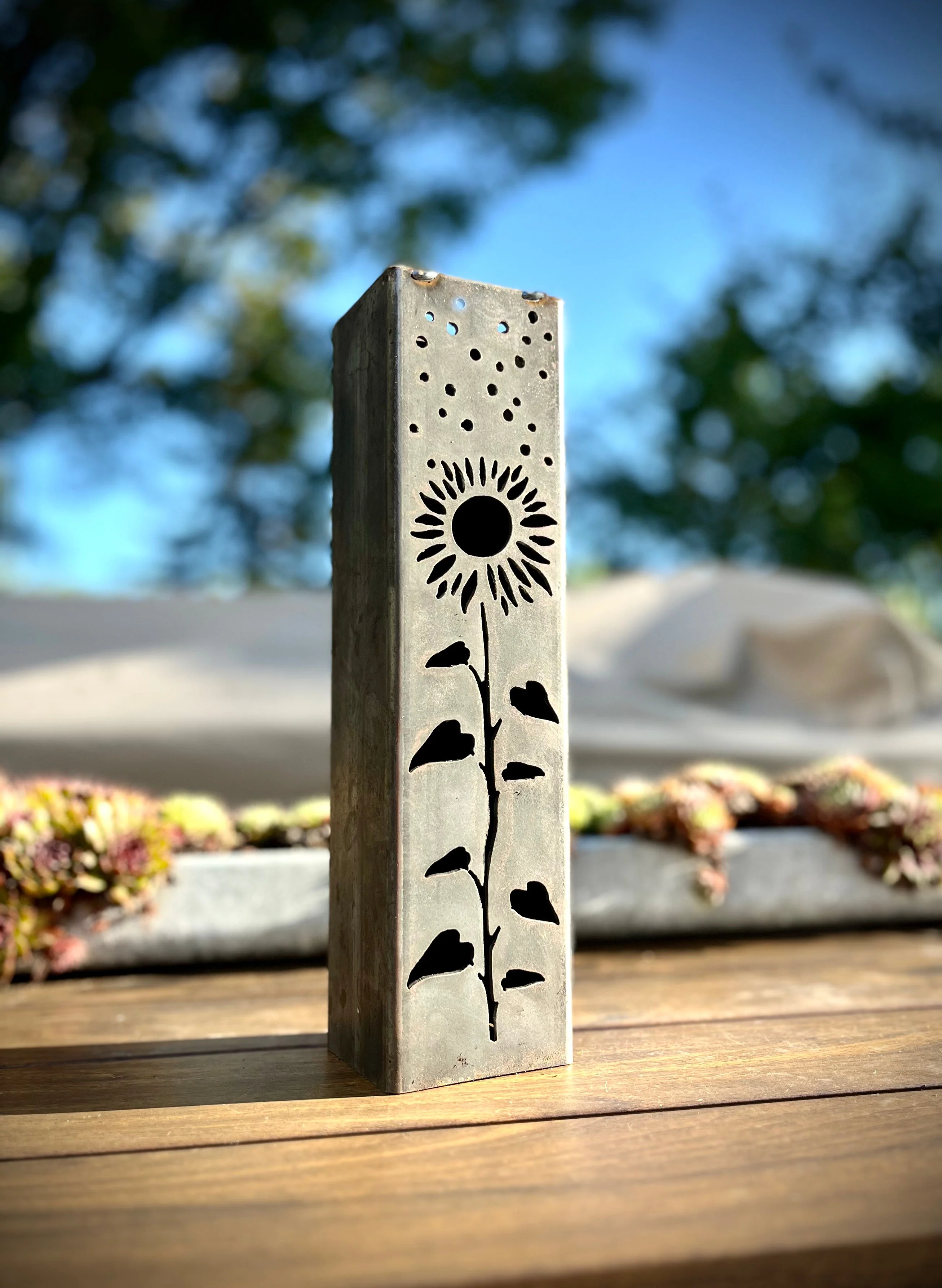 Sunflowers Under the Stars Luminary Pillars w/ Solar Cap - Image 7