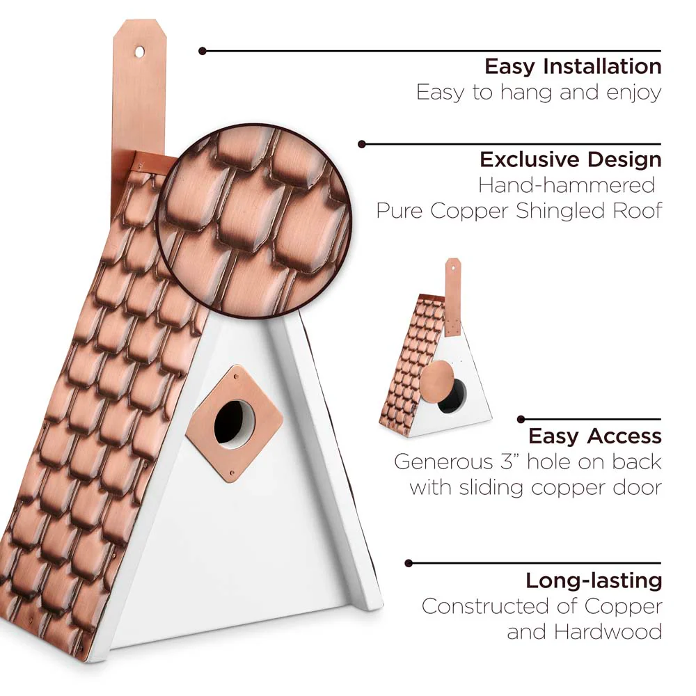 Swiss Chalet Bird House - Pure Copper Roof - Image 4