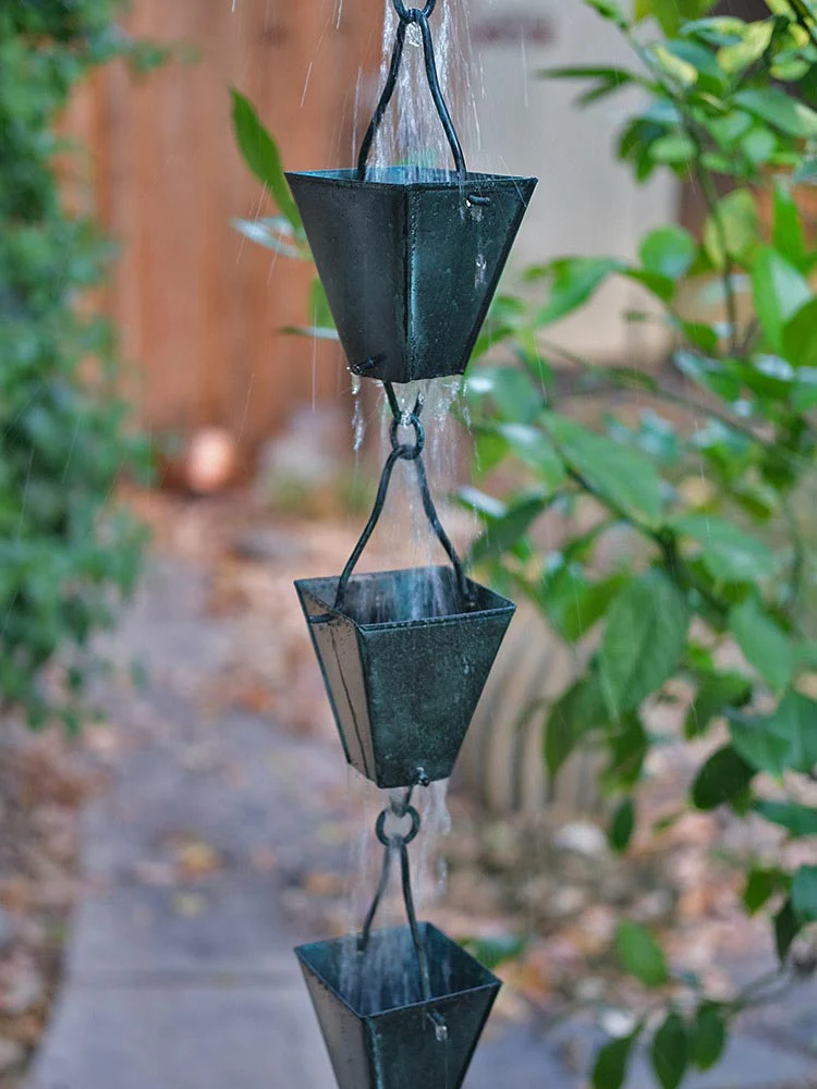 Tapered Square Cups Rain Chain - Image 12