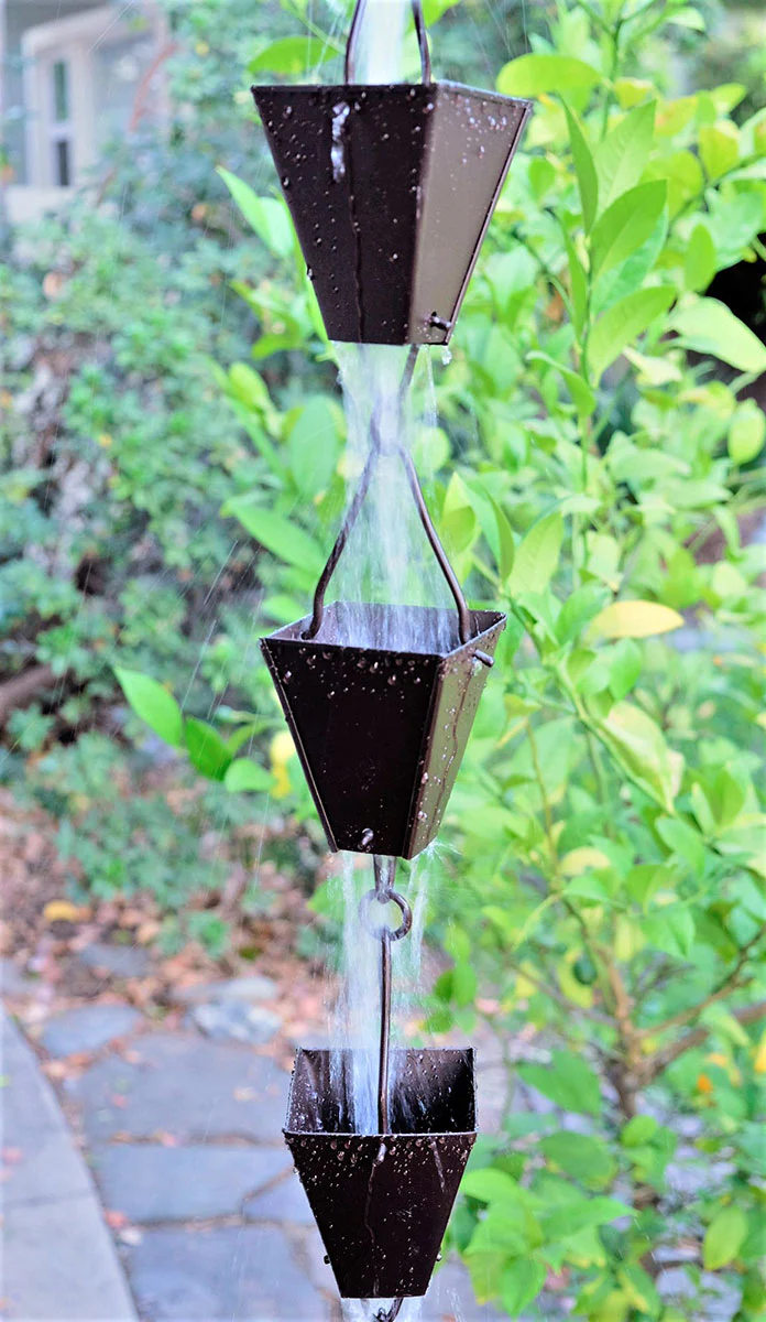 Tapered Square Cups Rain Chain - Image 5
