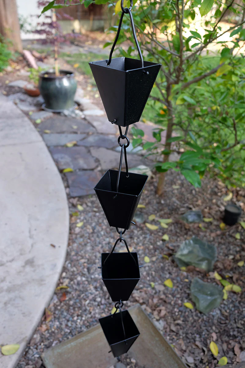 Tapered Square Cups Rain Chain - Image 8