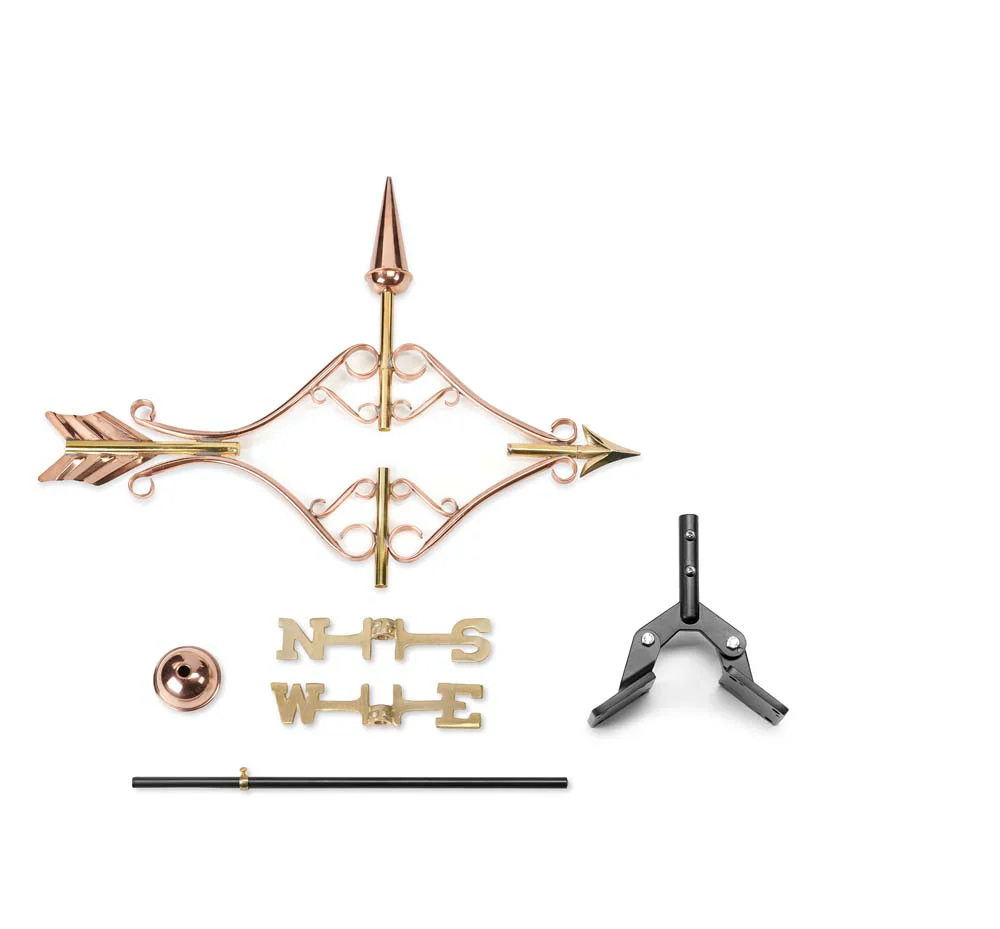 Victorian Arrow Cottage Weathervane - Pure Copper w/Roof Mount - Image 2