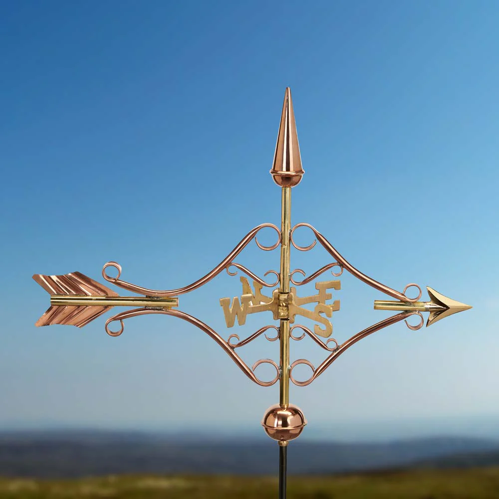 Victorian Arrow Cottage Weathervane - Pure Copper w/Roof Mount - Image 3