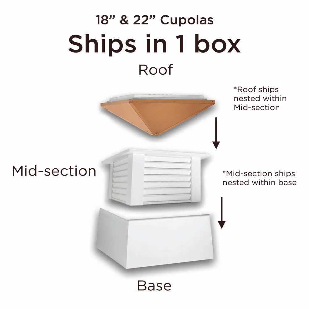 Westport Vinyl Cupola with Black Aluminum Roof - Image 4
