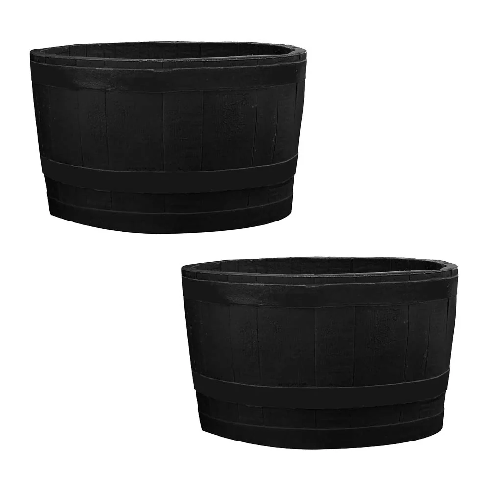 Whiskey Barrel Planter - Black - Image 2