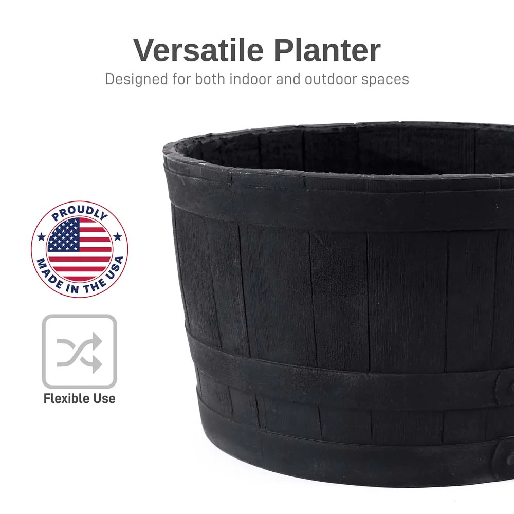 Whiskey Barrel Planter - Black - Image 3