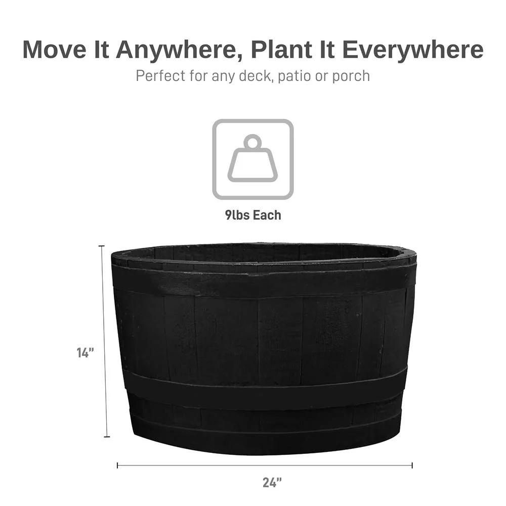 Whiskey Barrel Planter - Black - Image 5
