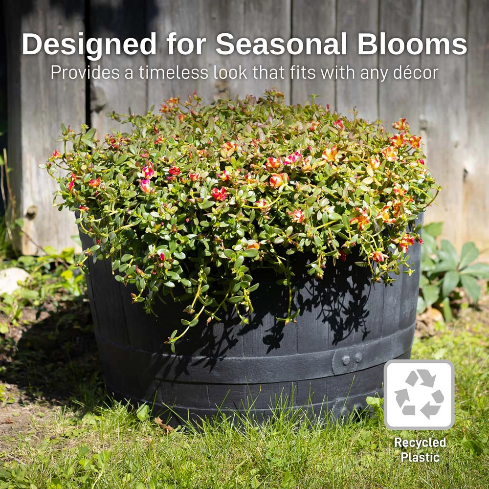 Whiskey Barrel Planter - Black - Image 6