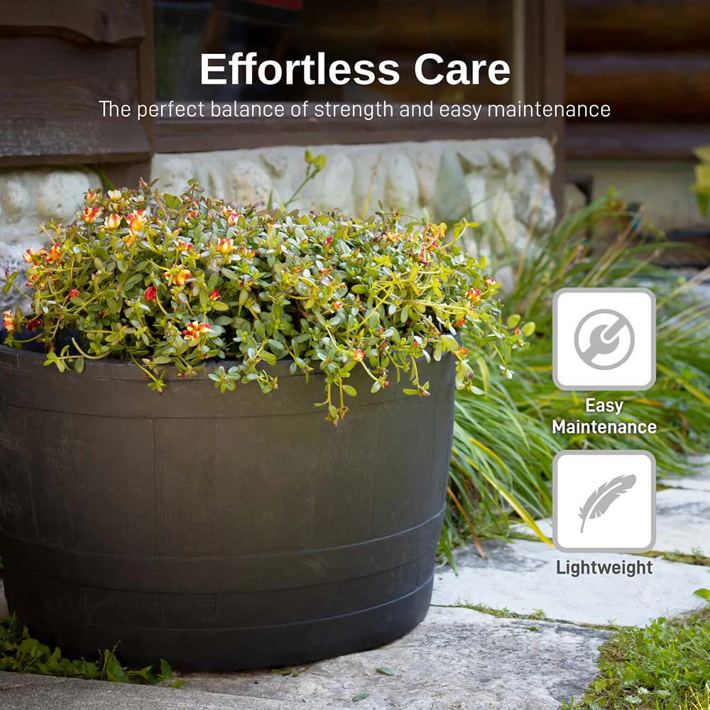 Whiskey Barrel Planter - Black - Image 7