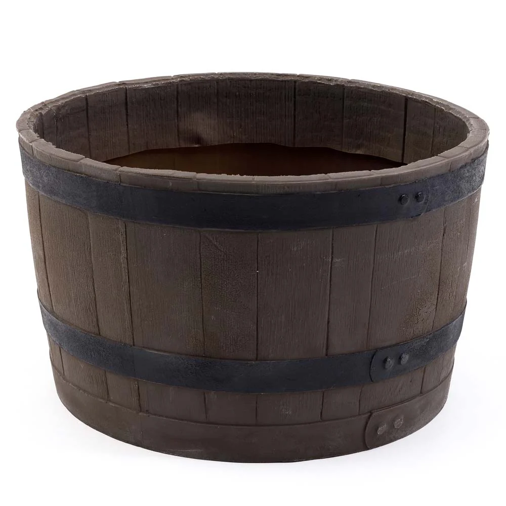 Whiskey Barrel Planter - Woodgrain