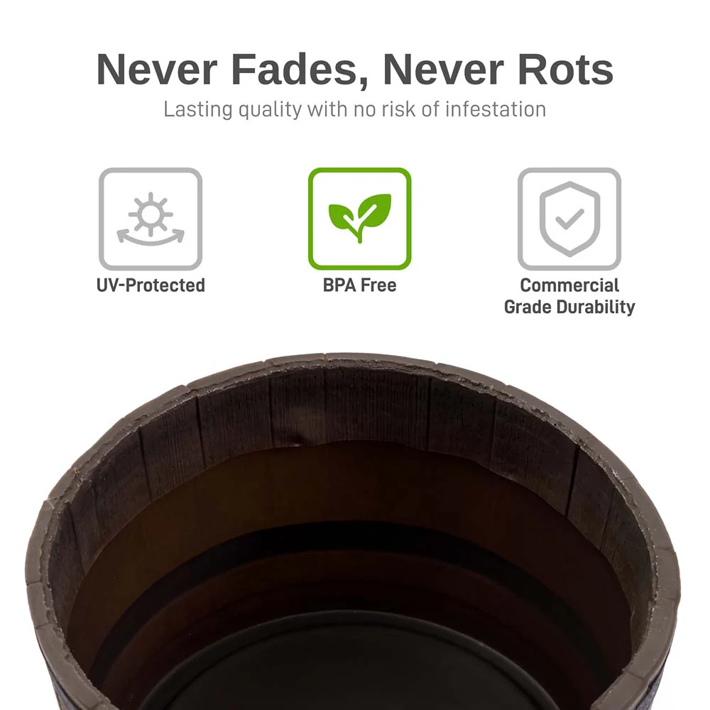 Whiskey Barrel Planter - Woodgrain - Image 4