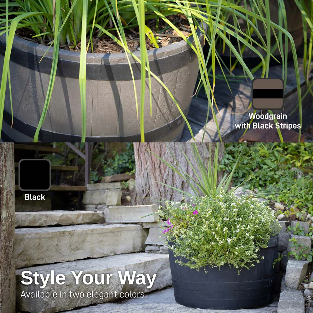 Whiskey Barrel Planter - Woodgrain - Image 7