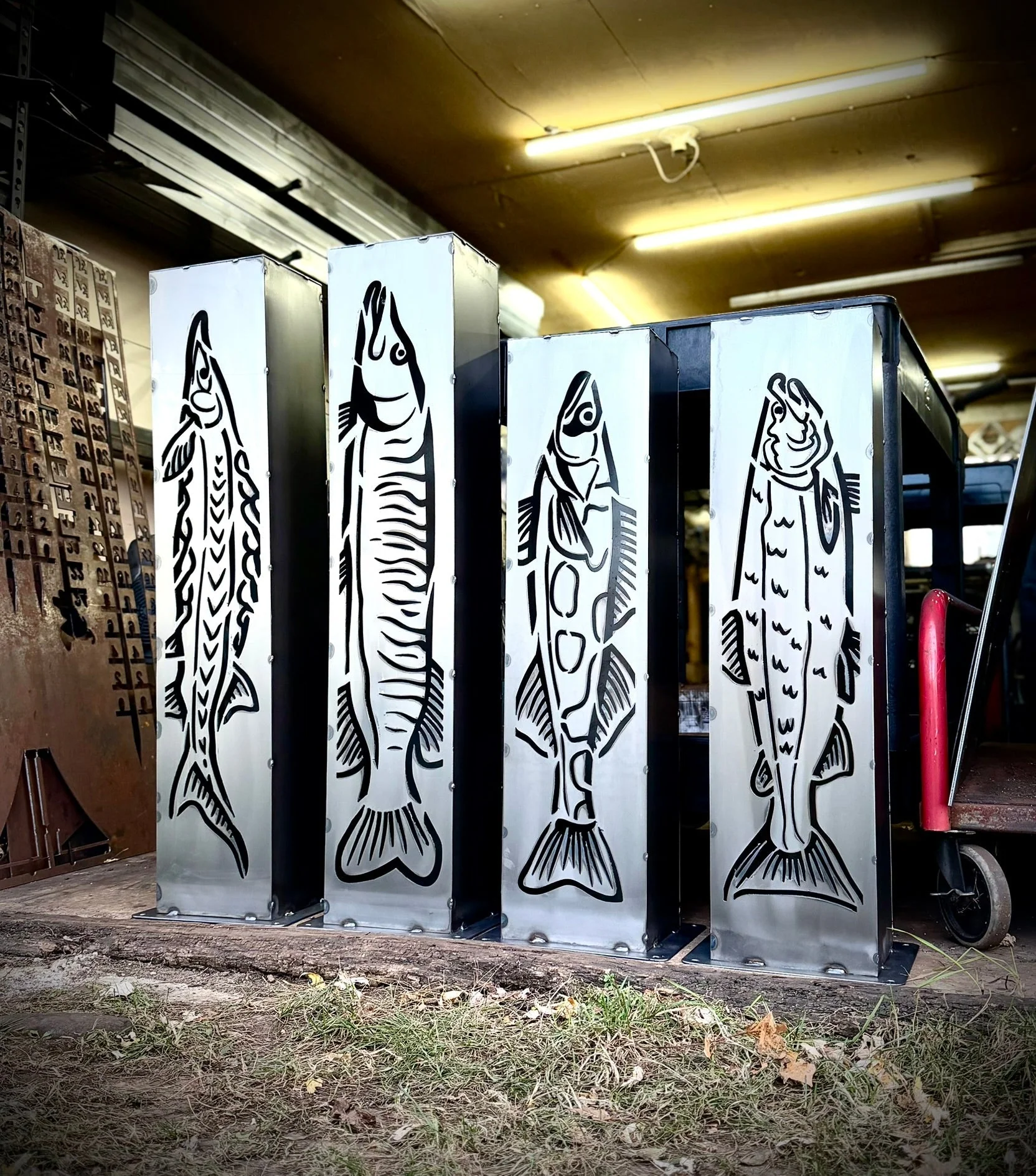 XL Steel Fish Luminary Pillar | 30 & 36 in. - Image 2