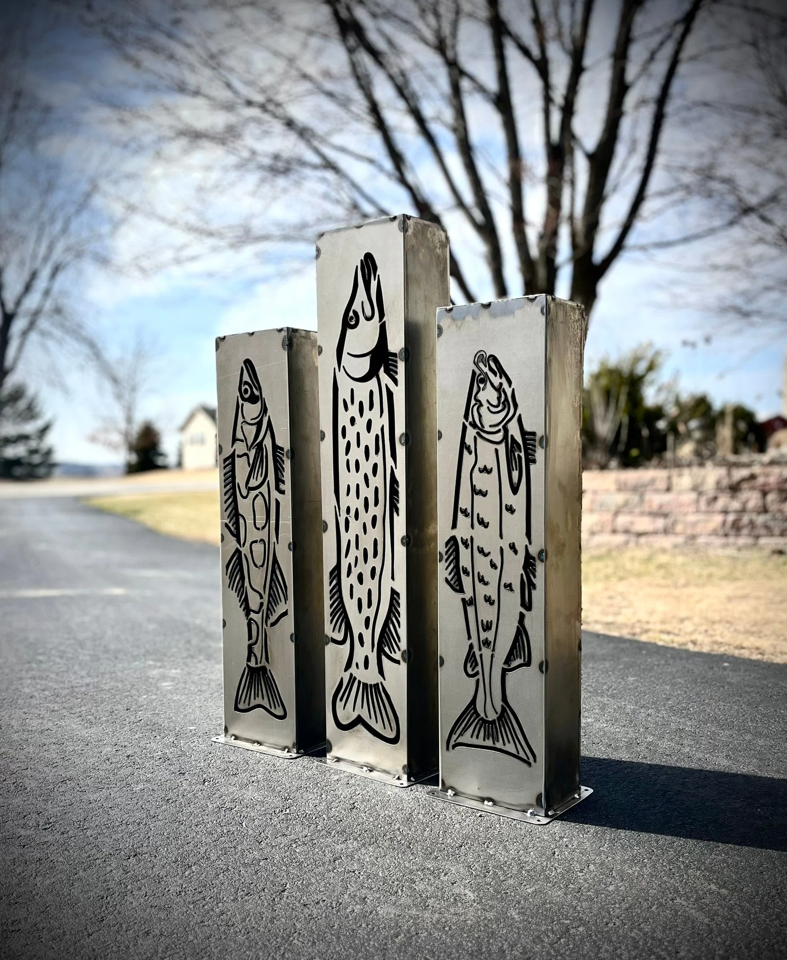 XL Steel Fish Luminary Pillar | 30 & 36 in. - Image 3
