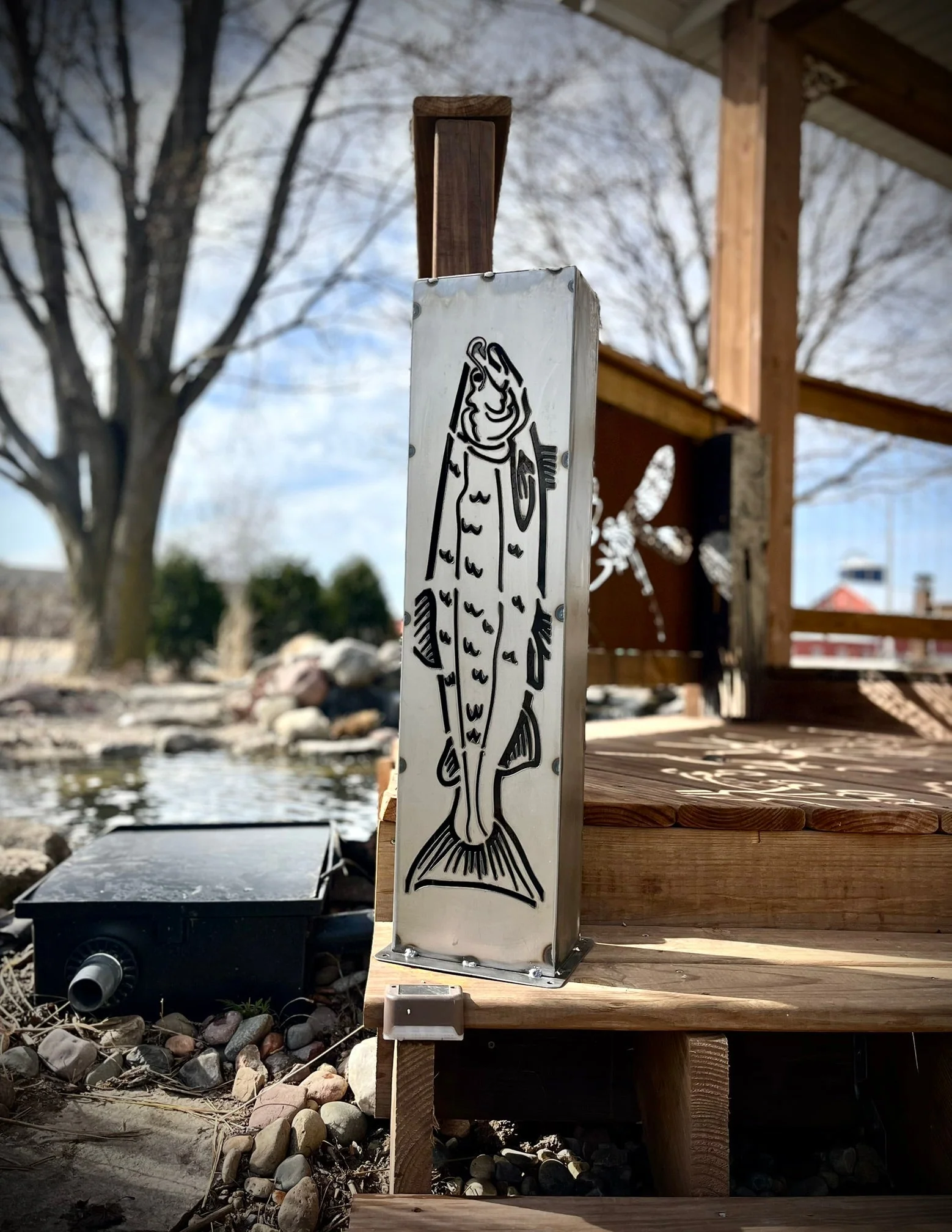 XL Steel Fish Luminary Pillar | 30 & 36 in. - Image 4
