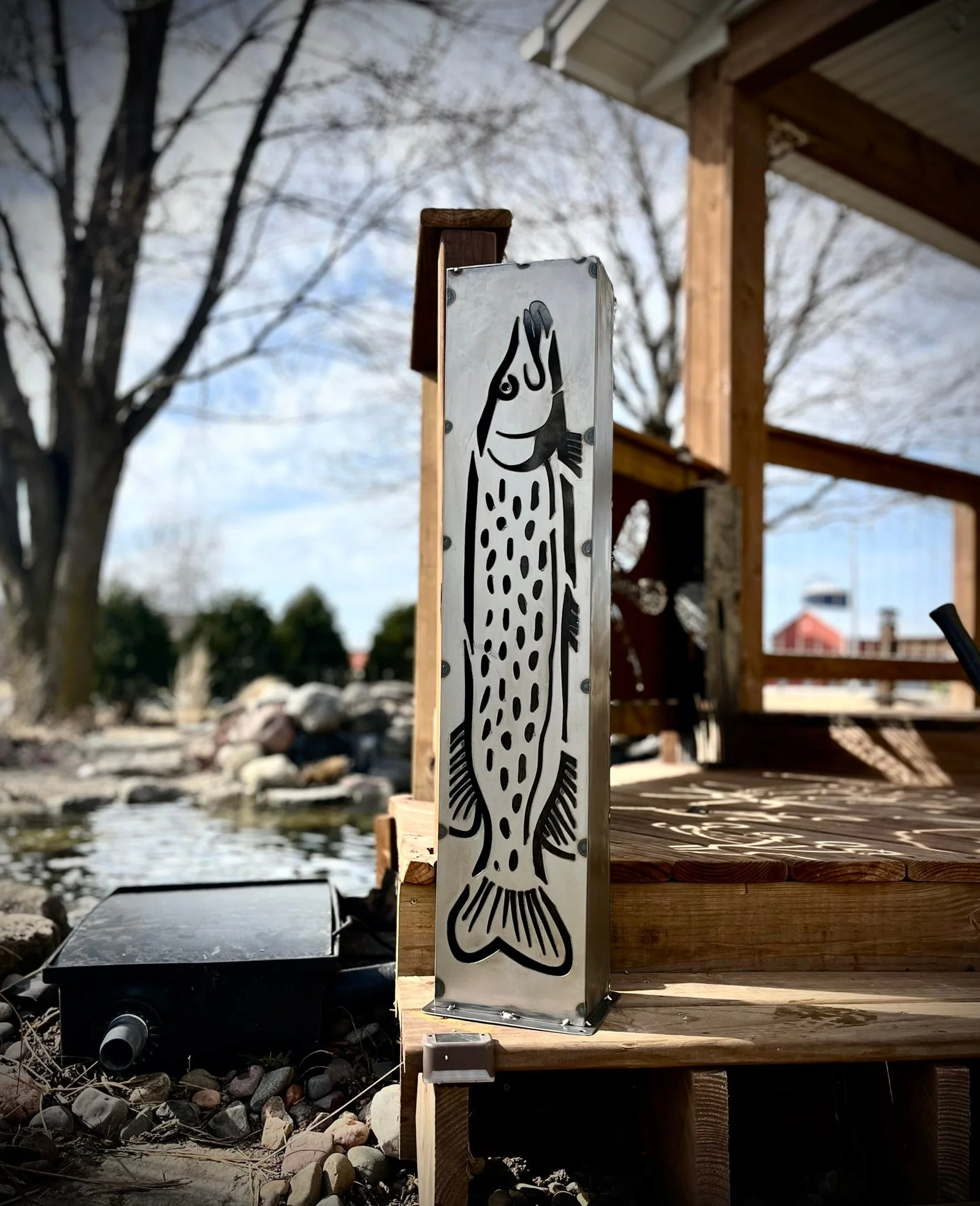 XL Steel Fish Luminary Pillar | 30 & 36 in. - Image 5