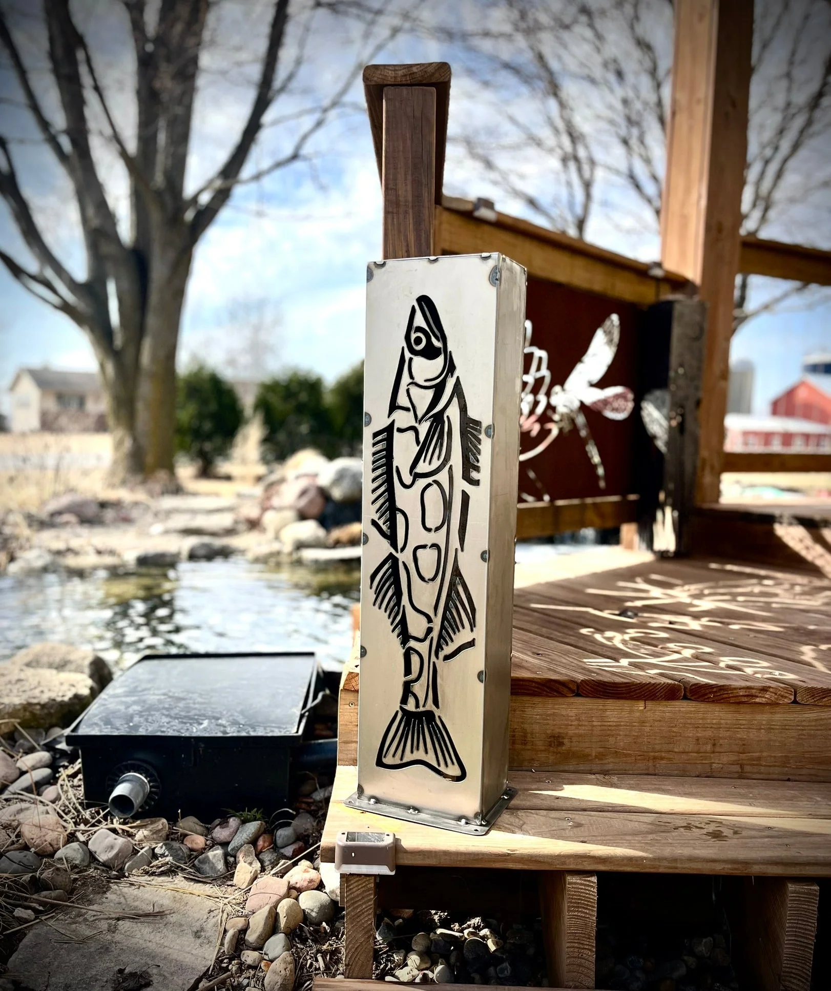 XL Steel Fish Luminary Pillar | 30 & 36 in. - Image 6