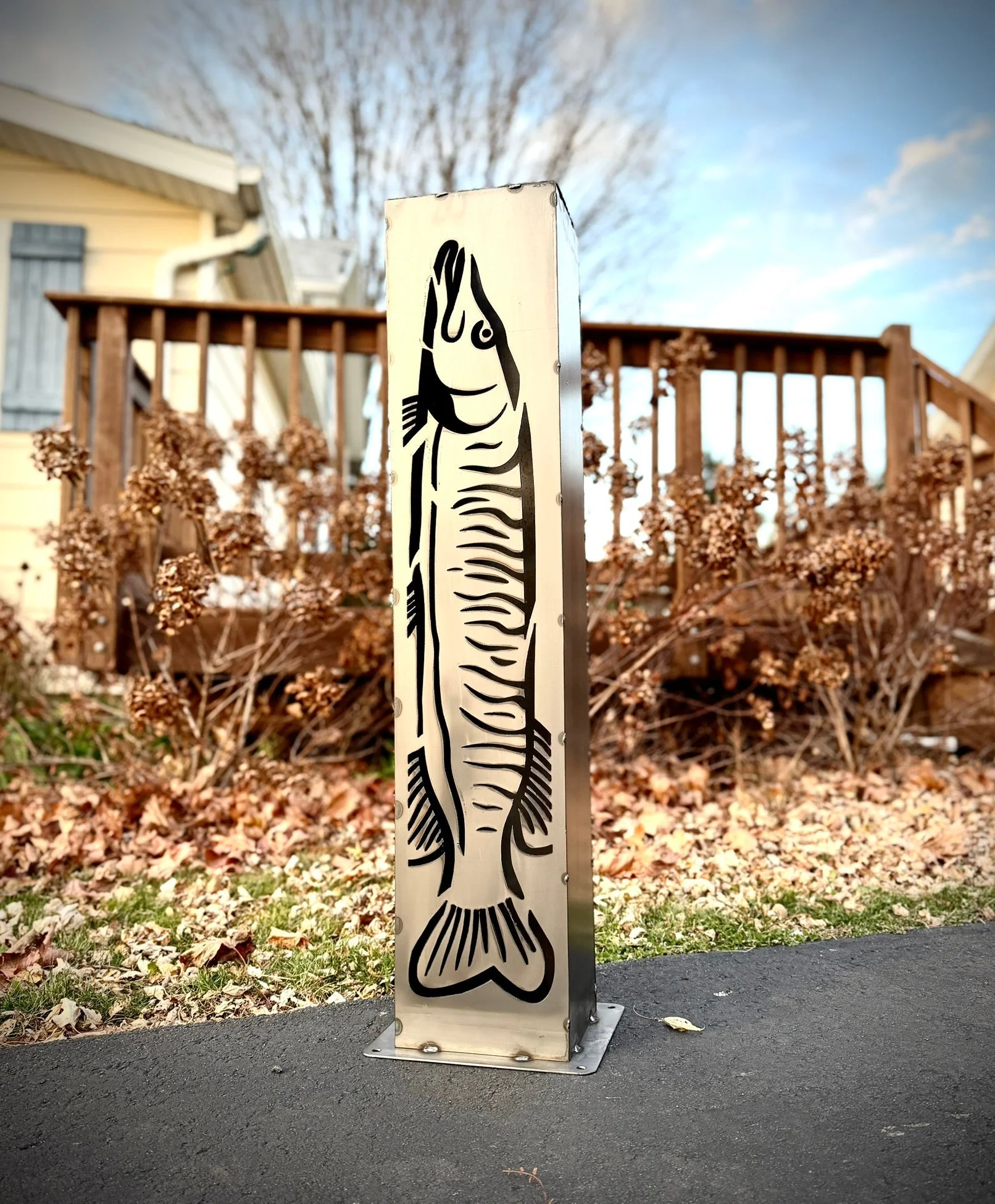 XL Steel Fish Luminary Pillar | 30 & 36 in. - Image 7