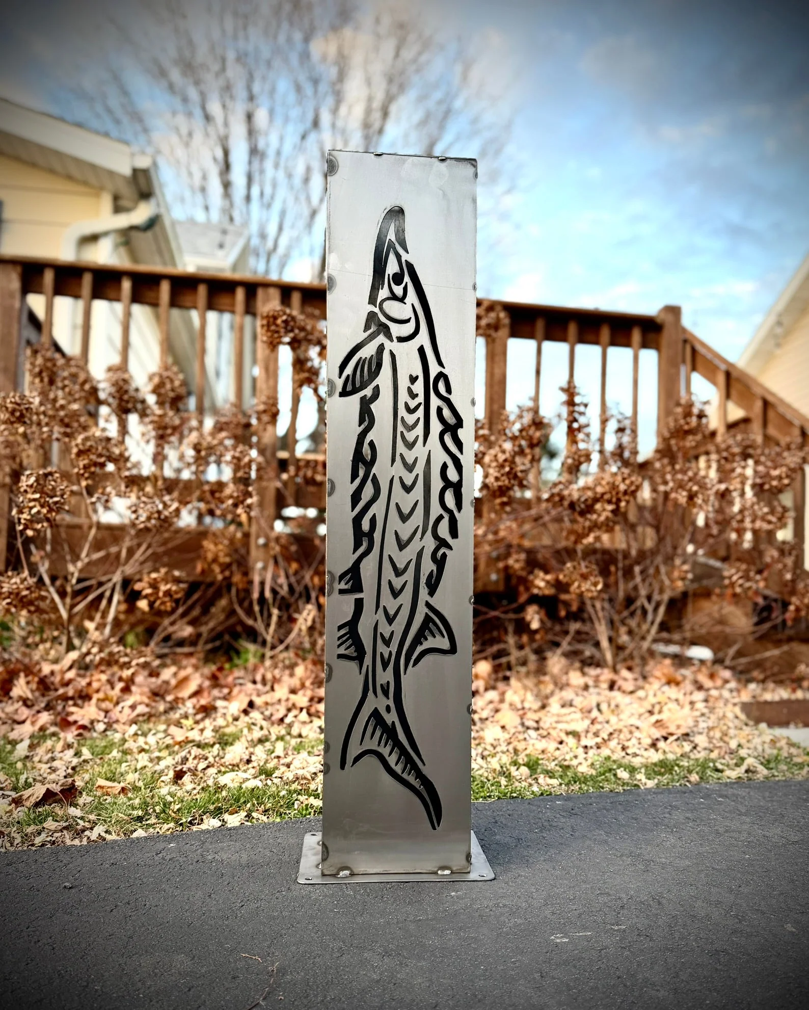 XL Steel Fish Luminary Pillar | 30 & 36 in. - Image 8