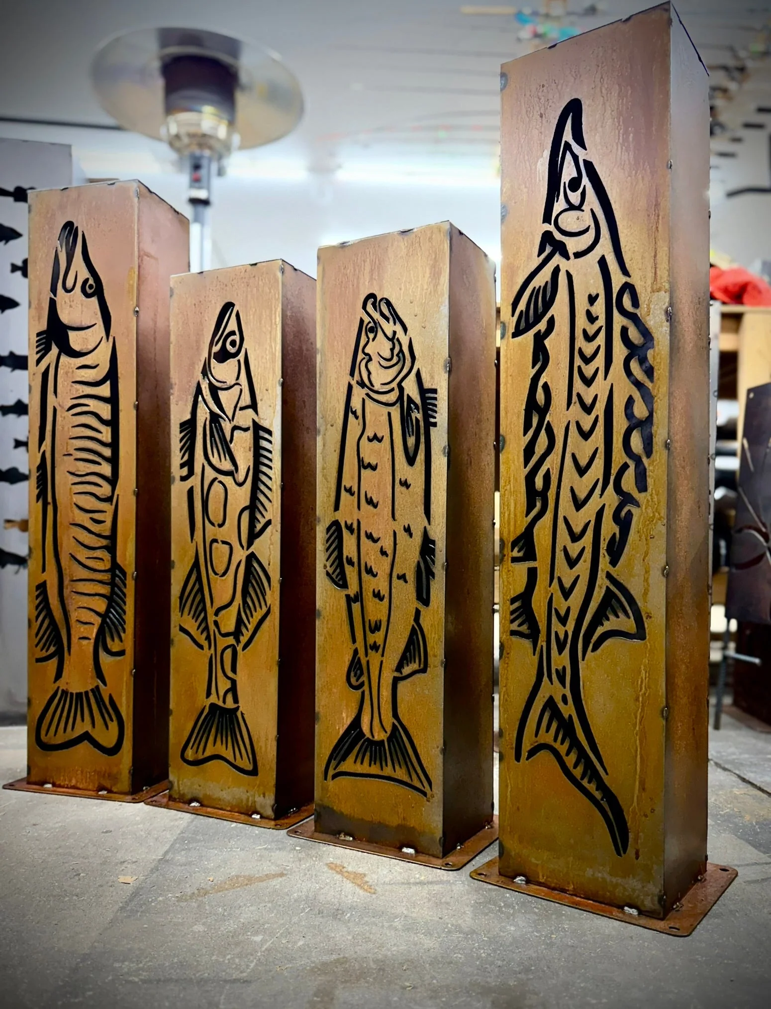 XL Steel Fish Luminary Pillar | 30 & 36 in. - Image 9